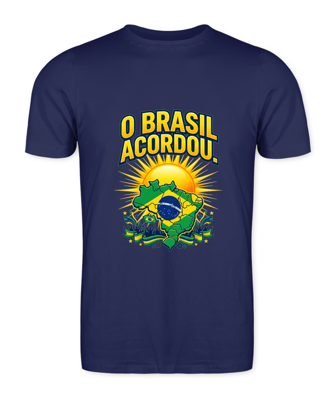 Camiseta O Brasil Acordou. - Azul Marinho