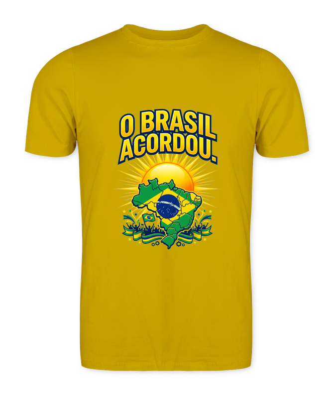 Camiseta O Brasil Acordou. - Amarelo